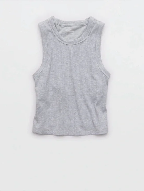OFFLINE by Aerie Thumbs Up Cropped Tank Top Large NWT Heavyweight Heather Gray - Picture 1 of 5